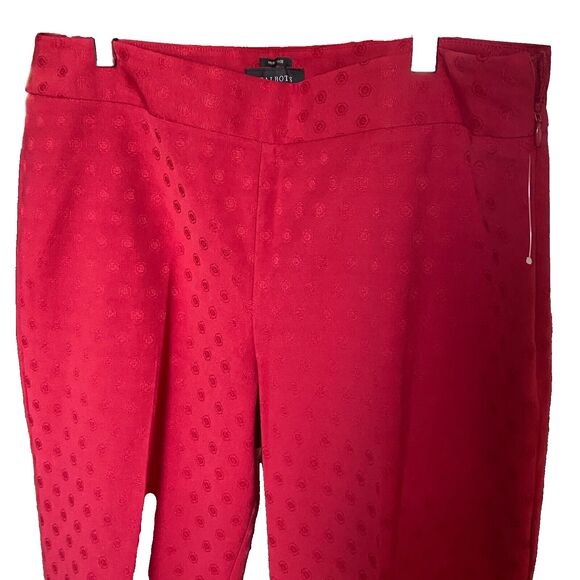 Talbots Women's Pants Heritage Size 14 Tapered Leg Red On Red Design Retail $109 - Picture 3 of 10